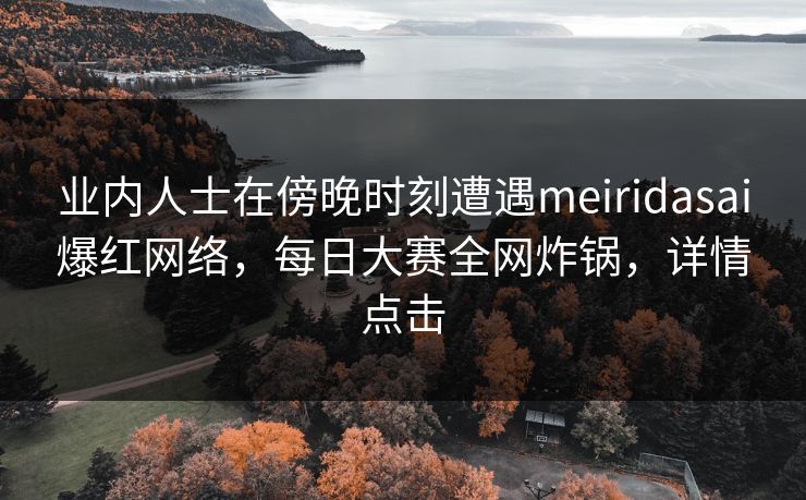 业内人士在傍晚时刻遭遇meiridasai爆红网络，每日大赛全网炸锅，详情点击