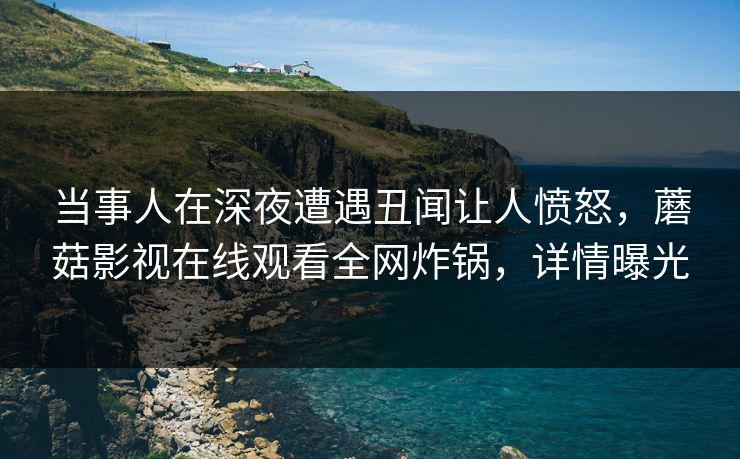 当事人在深夜遭遇丑闻让人愤怒，蘑菇影视在线观看全网炸锅，详情曝光