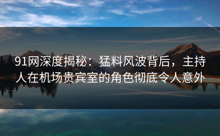 91网深度揭秘：猛料风波背后，主持人在机场贵宾室的角色彻底令人意外