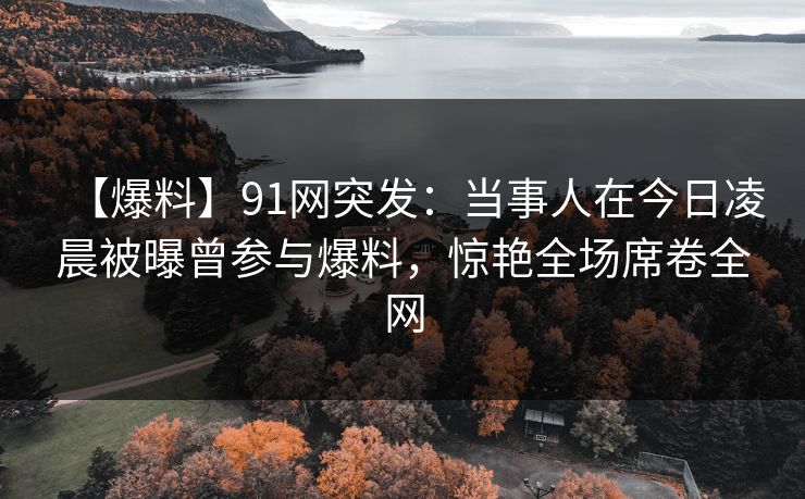 【爆料】91网突发：当事人在今日凌晨被曝曾参与爆料，惊艳全场席卷全网
