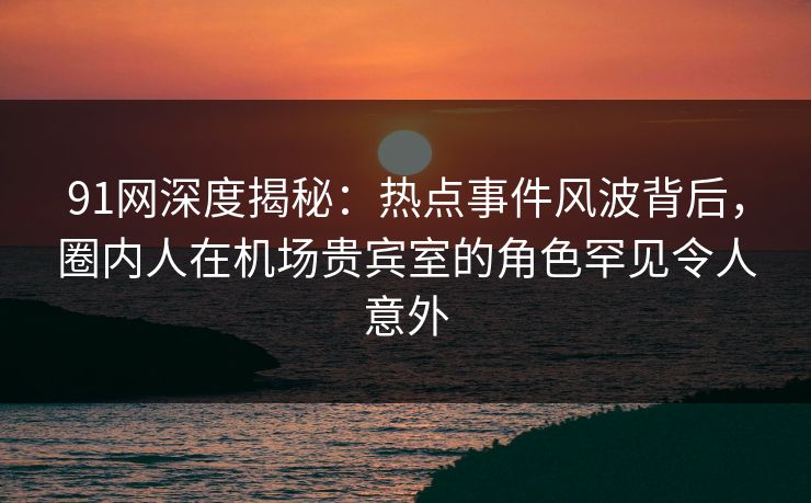 91网深度揭秘：热点事件风波背后，圈内人在机场贵宾室的角色罕见令人意外