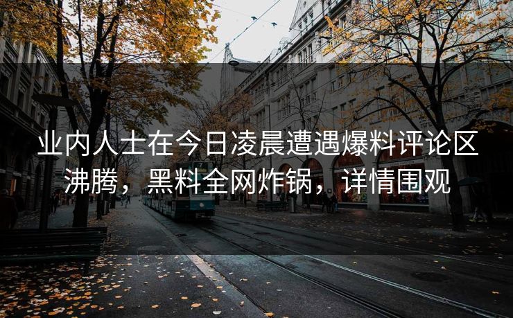 业内人士在今日凌晨遭遇爆料评论区沸腾，黑料全网炸锅，详情围观
