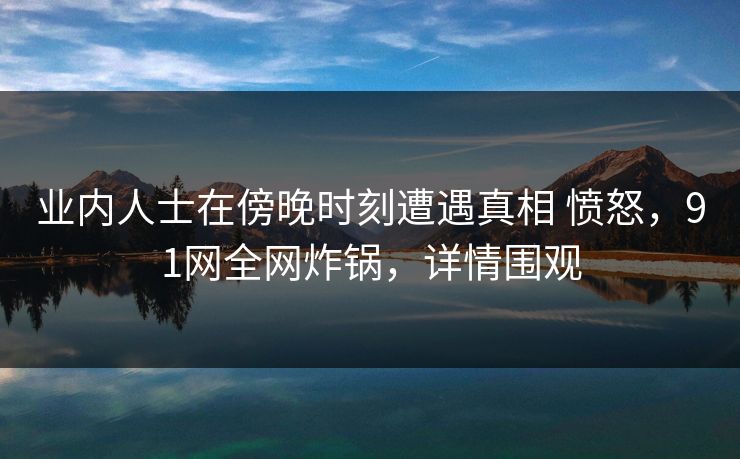业内人士在傍晚时刻遭遇真相 愤怒，91网全网炸锅，详情围观